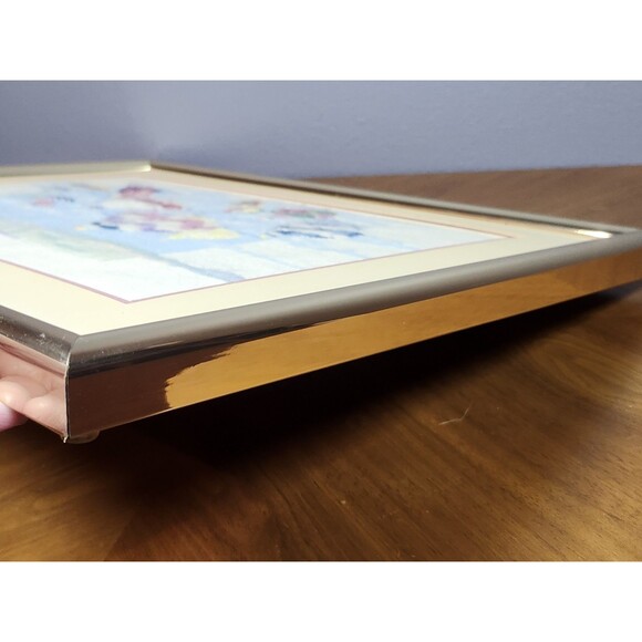 Vintage Handmade Needlepoint /Crewel Framed 15" x 19" Hot Air Balloon Picture - Picture 16 of 16